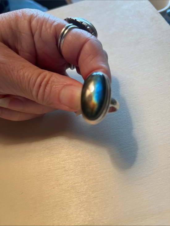 Sterling Jewelry - Sterling sliver labradorite ring aprox. size 6.5 marked 925